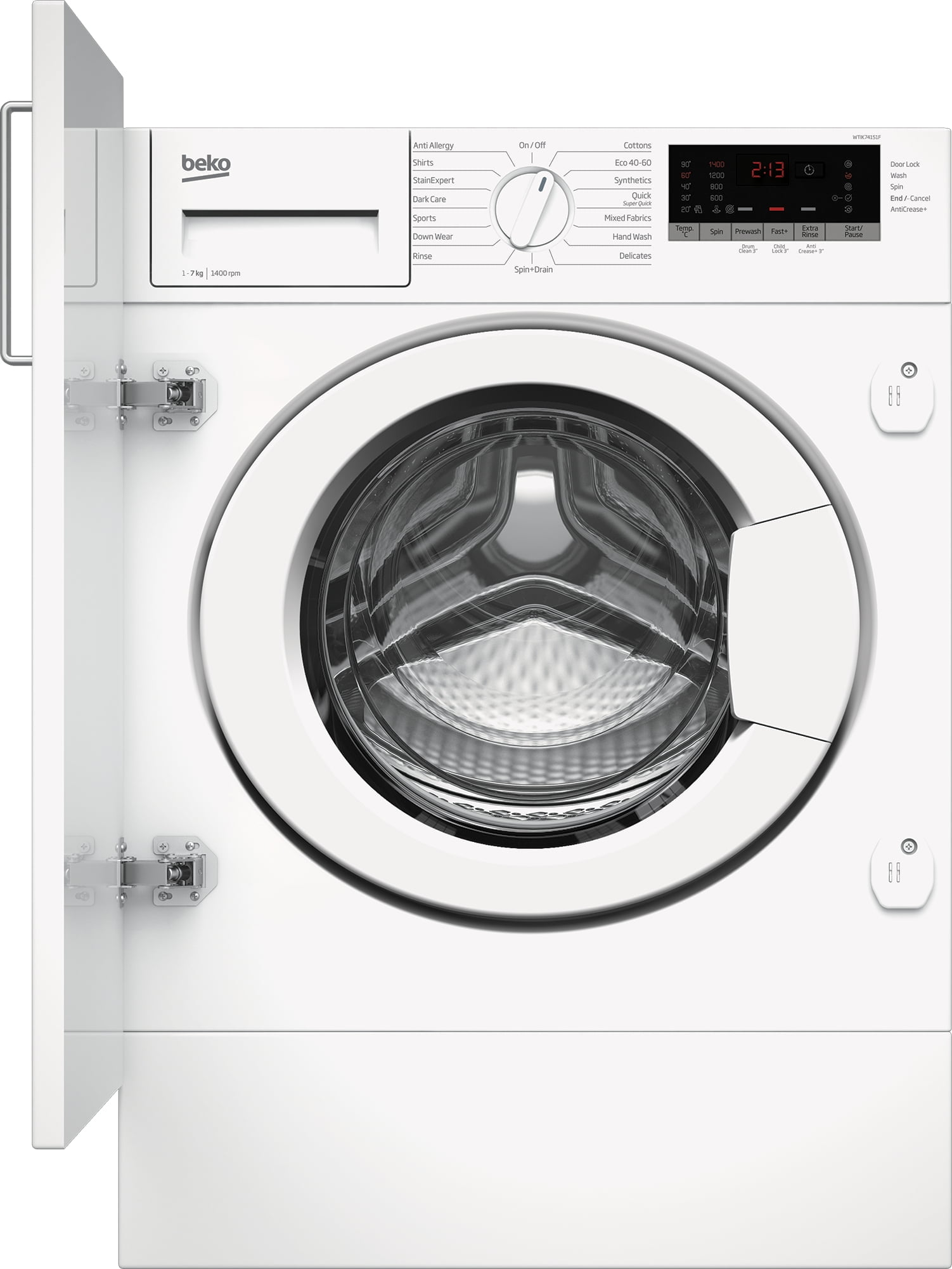 Beko WTIK74151F 7kg 1400rpm Integrated RecycledTub Washing Machine - White