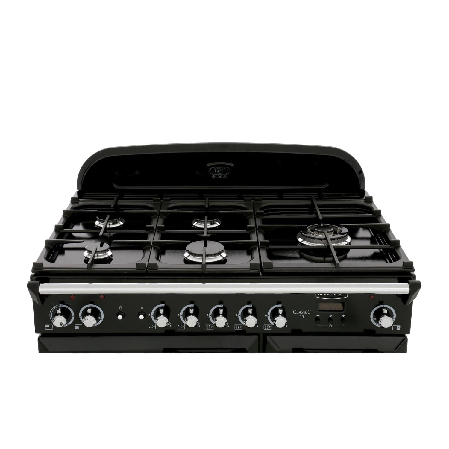 Rangemaster CLA90DFFBL/C Classic Black with Chrome Trim 90cm Dual Fuel Range Cooker
