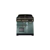 Rangemaster CDL90DFFMG/B Classic Deluxe Mineral green with Brass Trim 90cm Dual Fuel Range Cooker