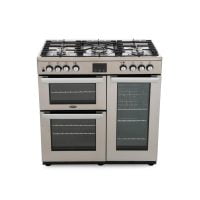Belling Cookcentre 90DFT Professional Stainless Steel 90cm Dual Fuel Range Cooker