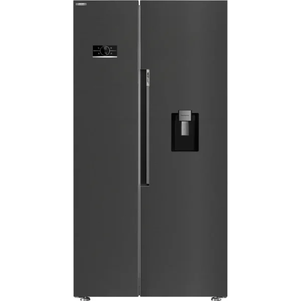 Beko HarvestFresh™ ASD2442VPZ Non-Plumbed Frost Free American Fridge Freezer - Black Steel - E Rated