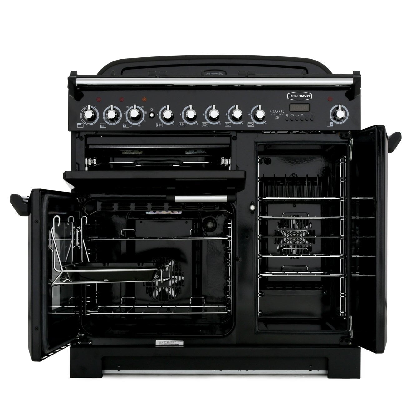 Rangemaster CDL90DFFCR/C Classic Deluxe Cream with Chrome Trim 90cm Dual Fuel Range Cooker