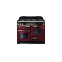Rangemaster CDL110DFFCY/B Classic Deluxe Cranberry with Brass Trim 110cm Dual Fuel Range Cooker