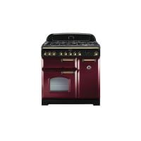 Rangemaster CDL90DFFCY/B Classic Deluxe Cranberry with Brass Trim 90cm Dual Fuel Range Cooker
