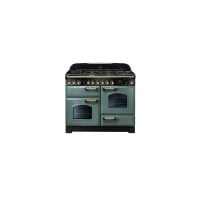 Rangemaster CDL110DFFMG/B Classic Deluxe Mineral Green with Brass Trim 110cm Dual Fuel Range Cooker