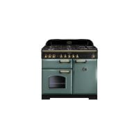 Rangemaster CDL100DFFMG/B Classic Deluxe Mineral Green with Brass Trim 100cm Dual Fuel Range Cooker