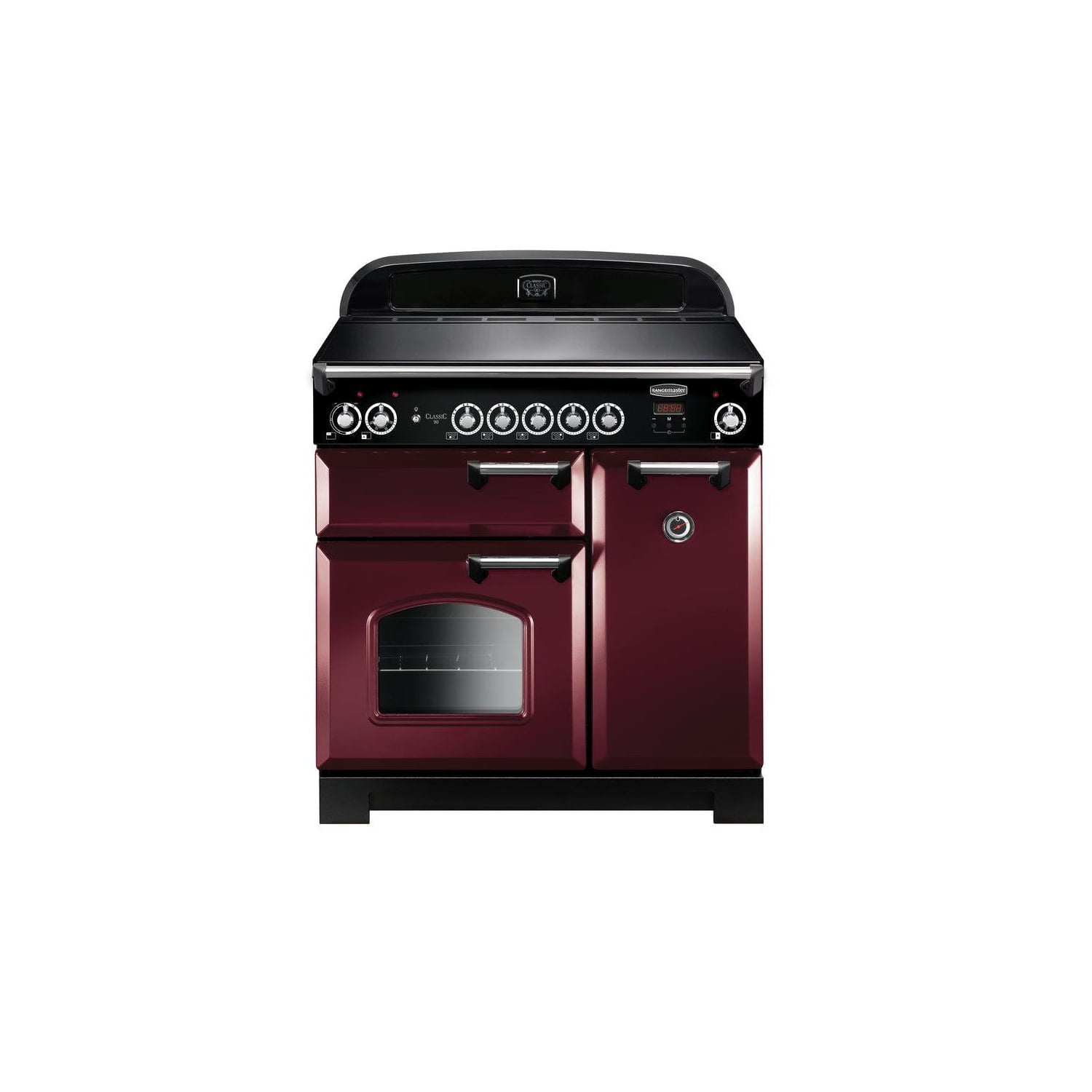 Rangemaster CLA90EICY/C Classic Cranberry with Chrome Trim 90cm Electric Induction Range Cooker