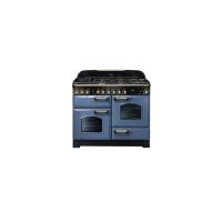 Rangemaster CDL110DFFSB/B Classic Deluxe Stone Blue with Brass Trim 110cm Dual Fuel Range Cooker