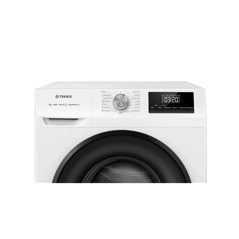 Teknix TK2W714HW, 7kg 1400spin Freestanding Washer, White (46.5cm Slim Depth)