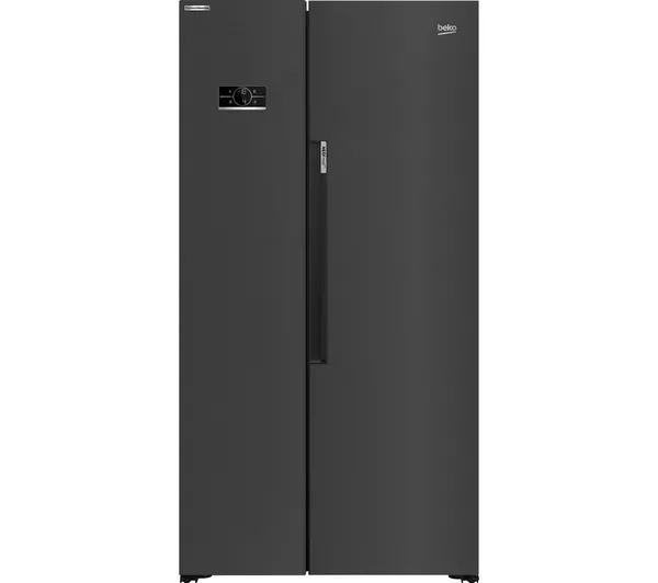 Beko HarvestFresh™ ASL1442VPZ Frost Free American Fridge Freezer – Black Steel – E Rated
