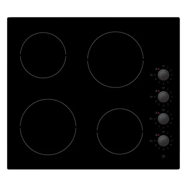 Statesman CHZ460D 60cm 4 Zone Ceramic  Hob with Knob Control Black
