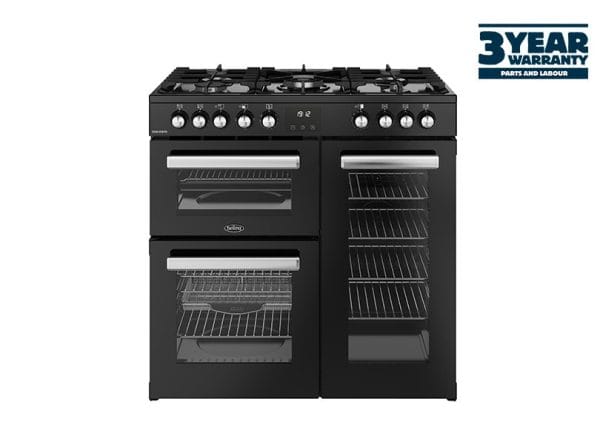 Belling RCA COOKCENTRE 90DF 90cm Dual Fuel Range Cooker, Black, A Rated