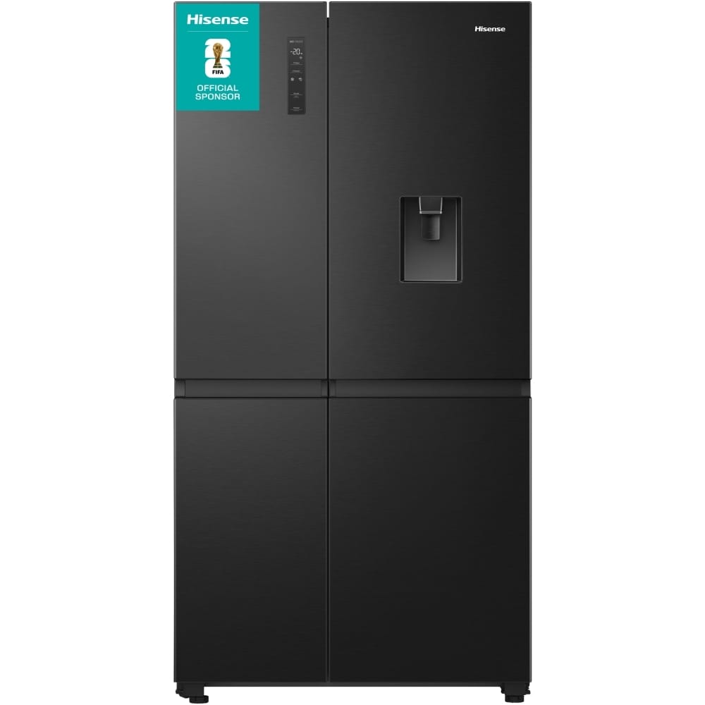 Hisense RS840N4WFE American Fridge Freezer, Non-Plumbed, Black, E Rated