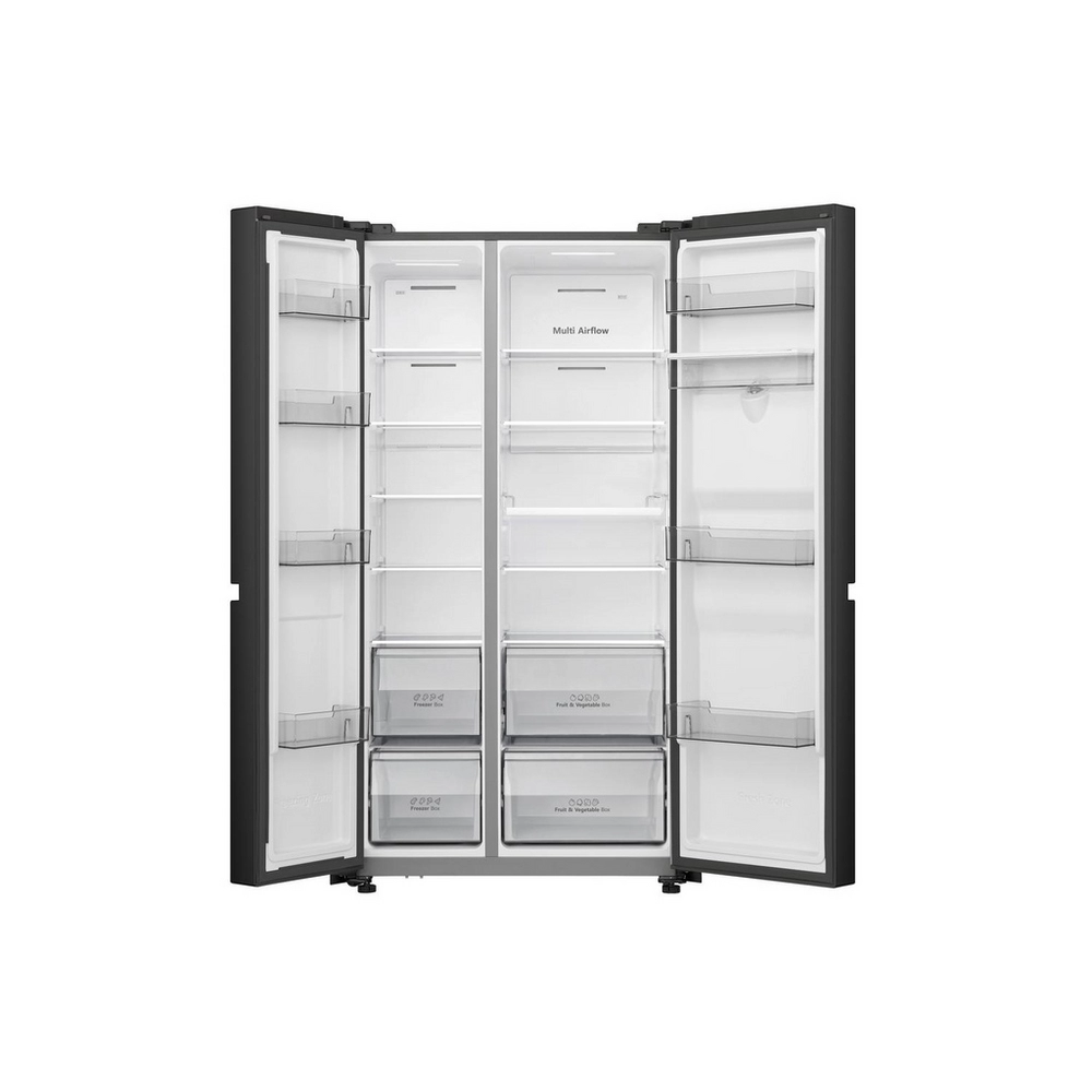 Hisense RS840N4WFE American Fridge Freezer, Non-Plumbed, Black, E Rated
